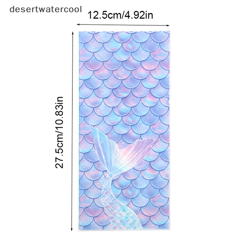 Deid 50Pcs Mermaid Party Gift Bag Biskuit Packing Bag Mermaid Tail Timbangan Traktir Bags Martijn