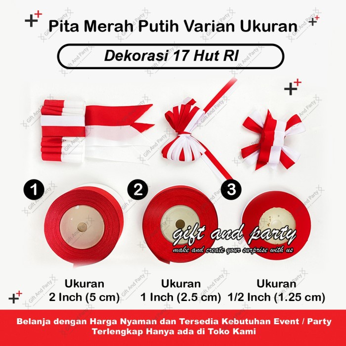 

Pita Satin Merah Putih / Pita Dirgahayu RI