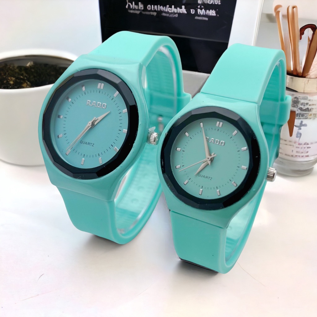 COD✅ Jam Tangan Couple Wanita Pria Fashion Rubber Watch Analog Quartz   S1295