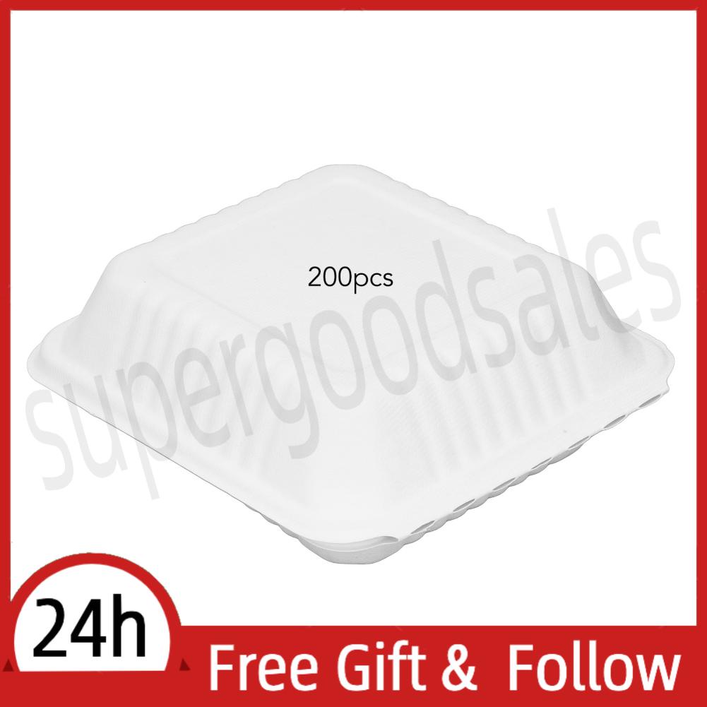 Supergoodsales Disposable  Boxes Take Out  Resistant Compostable Microwave Safe with Clamshell for Restaurants