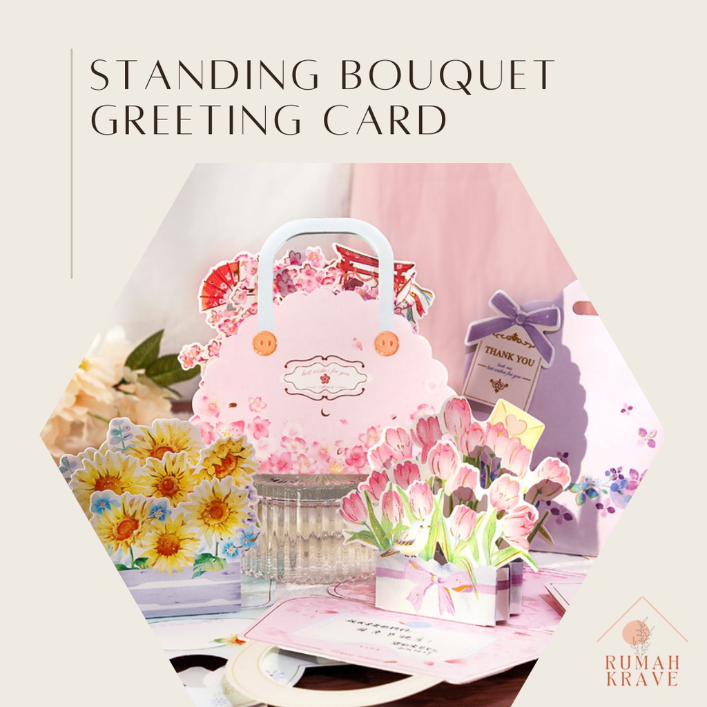 

RUMAH KRAVE - Standing Bouquet Greeting Card Kartu Ucapan 3D Popup
