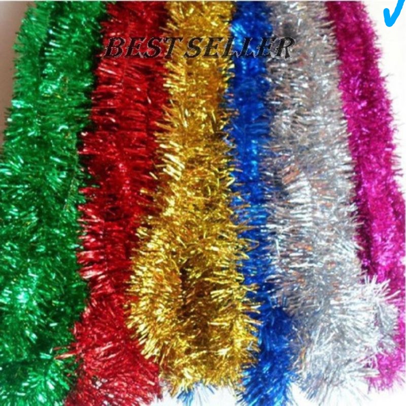 Slinger metalik kecil rumbai hiasan natal ...