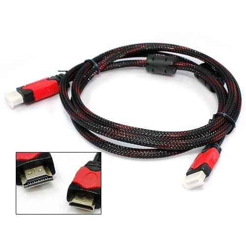 High Speed  Kabel HDMi to HDMI 1.5 Meter Nylon HDTV Cable 1.5M Merah