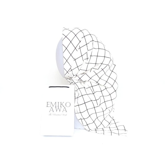 Promo Best Seller Jilbab Segiempat Motif WhiteKotak/ Emikoawa / CerutiZara / Berkualitas