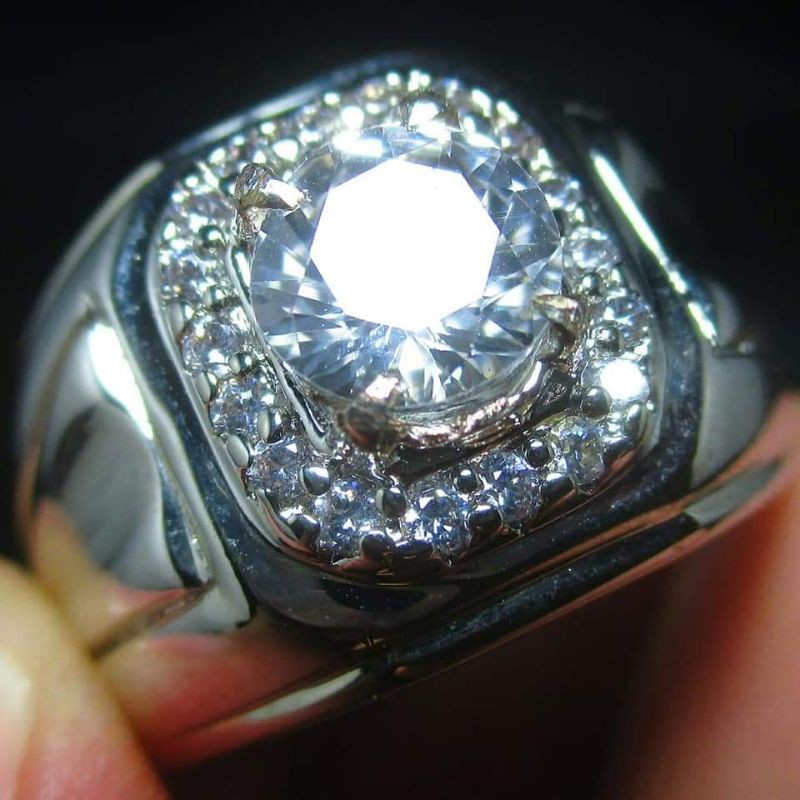 CINCIN PRIA BATU PERMATA WHITE BERLIAN MOISSANITE TERLARIS
