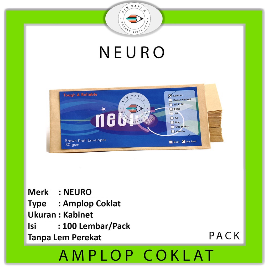 

NEURO - Amplop Coklat Ukuran Cabinet No Seal - Pack