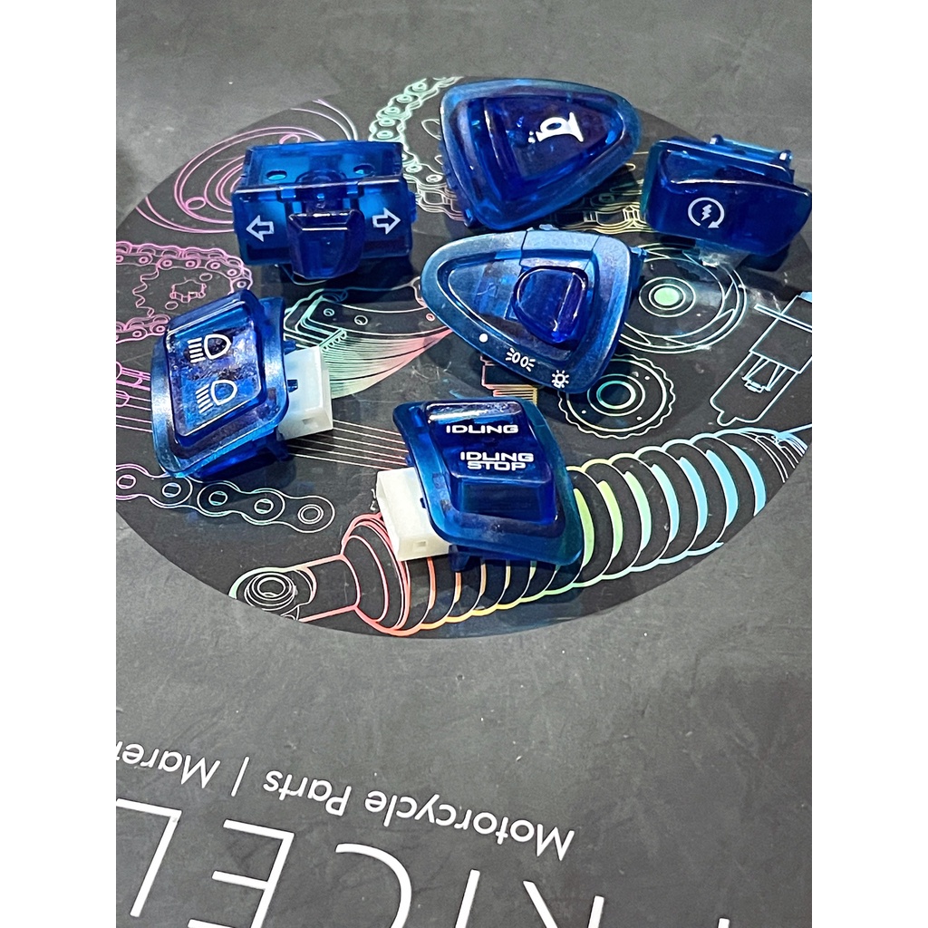 [1SET] SAKLAR SET ISI 6 PCS VARIASI BEAT FI WARNA TRANSPARAN TOMBOL SET WARNA AKSESORIS MOTOR HONDA 