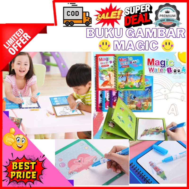 

Perlengkapan Menggambar Buku Magic Water Book Buku Gambar Mewarnai Ajaib Magic Water Pen Buku Warna Mainan Edukasi Anak Coloring Books