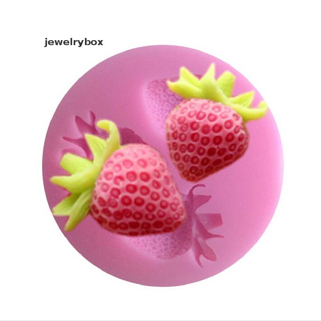 [jewelrybox] Cetakan Silikon Fondant Kue Coklat Decorag Baking Soap Mold Strawberry Boutique