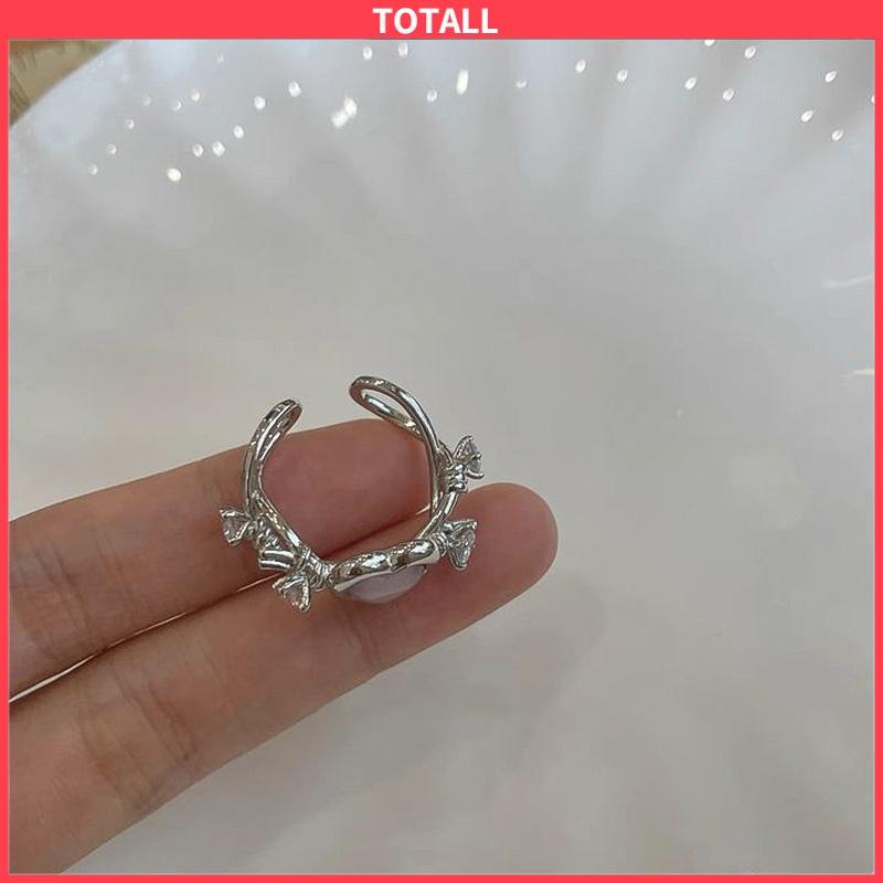 COD Rasa Desain Pink Love Thorn Opal Zirkon Cincin  Wanita Cincin Fashion Keren Manis-Totall