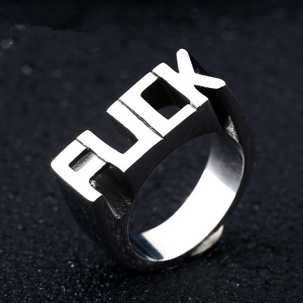 Goldkingdom Fashion Perhiasan Aksesoris Ready Stock Baru Punk Punk Gaya Cincin Eropa Dan Amerika Kreatif Pria Dan Wanita Surat Inggris Cincin