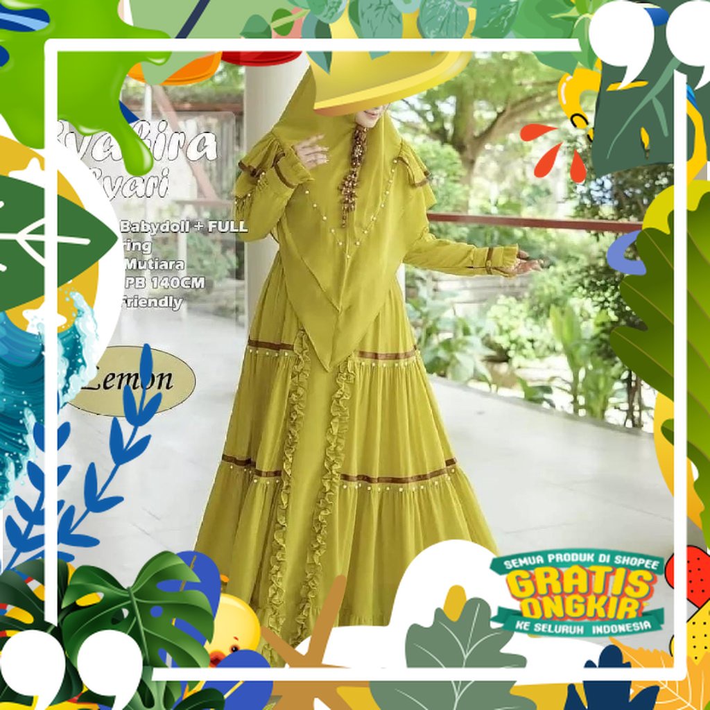 Syakira Syari / Gamis Syari Wanita Terbaru 2022 / Baju Wanita Terbaru 2022 Modern / Set Syari / BISA