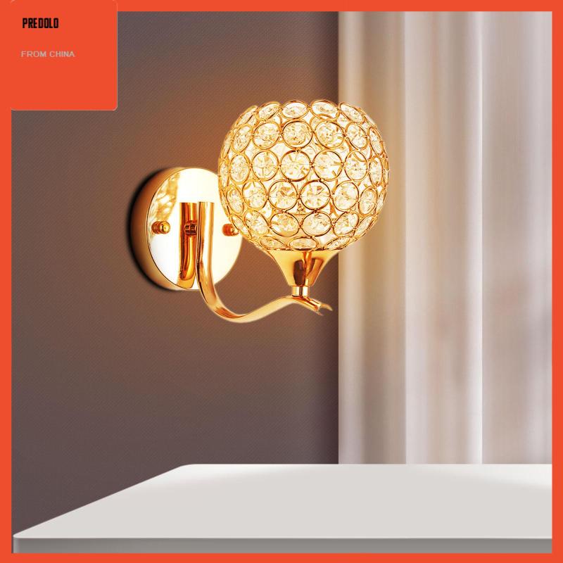 [Predolo] Lampu Dinding Chic Ornamen Baca Gold Fiting Lampu Samping Tempat Tidur E27 Socket