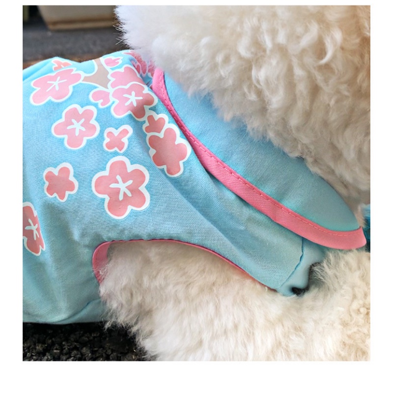 2023gaya Baru Musim Panas Cheongsam Floral Dress Gaya Tipis S-XL Ukuran Pink/Biru Puppy/Poodle/Bichon Frise Anjing Kecil Hewan Peliharaan Lucu Musim Semi/Panas Pakaian Pakaian Hewan Peliharaan