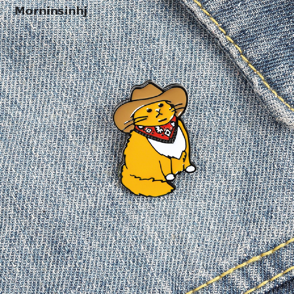 Mornin Koboi Kucing Enamel Pin Hewan Lucu Topi Bros Baju Kerah Tas Lucu Lencana Hadiah id