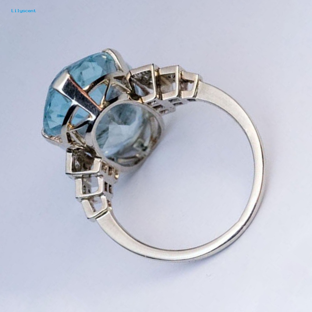 Lilyscent Blue Women Rings Untuk Ulang Tahun Geometris Glossy Kristal Imitasi Ladies Rings Glossy