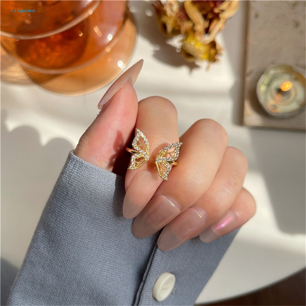 Lilyscent Cincin Jari Tahan Lama Untuk Pakaian Sehari-Hari Wanita Cincin Kawin Temperamen Sederhana Eye-catching