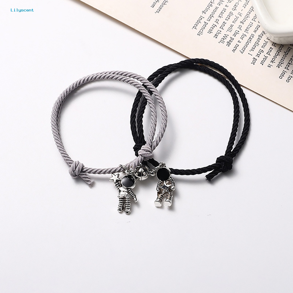 Lilyscent Gelang Alloy Untuk Hari Valentine Bentuk Astronot Gelang Pasangan Elastis Eye-catching