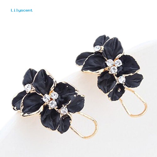 Lilyscent Panas Elegan Wanita Gardenia Bunga Berlian Imitasi Ear Stud Earrings Perhiasan Hadiah