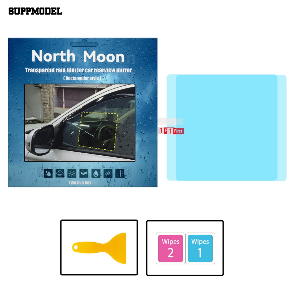 Suppmodel 1pasang Film Pelindung Spion Ringan Untuk Mobil Film Anti-Kabut Perekat Cermin Film Pelindung Anti-ultraviolet