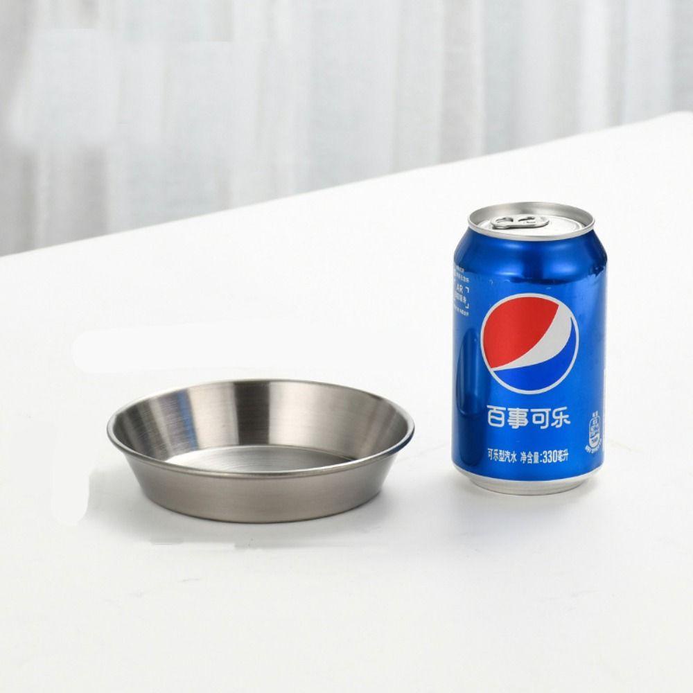 [Elegan] Sauce Cup Stainless Steel Barbecue Celup Restoran Sushi Vinegar Dishes Piring Piring Appetizer Disc