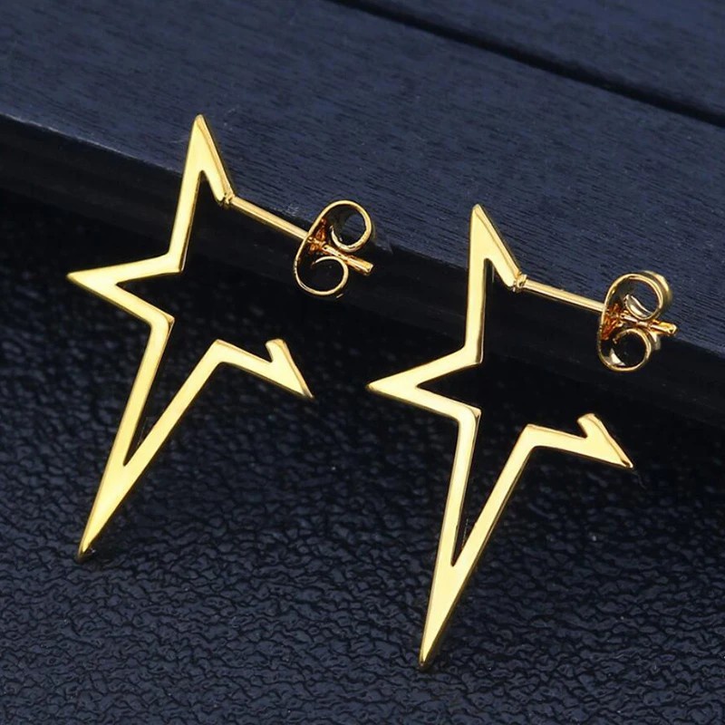 [Harga Grosir] 1PC Unisex Punk Geometris Bintang Stud Earrings Hip Hop Keren Cewek Cowok Pentagram Telinga Stud Ins Korea Anti Karat Daily Earring Pria Wanita Aksesoris Fashion