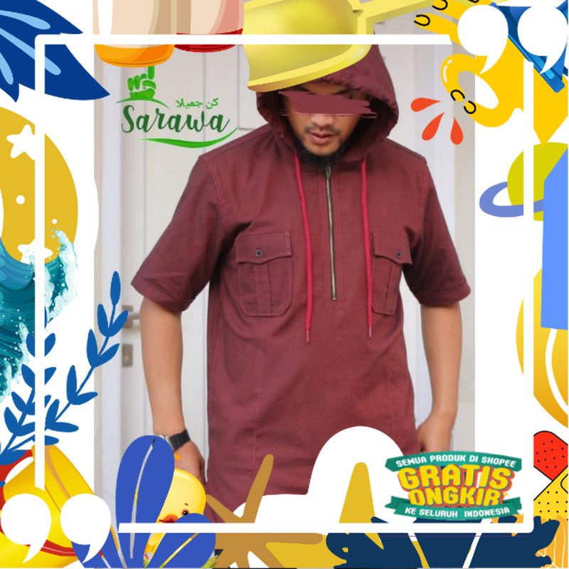 Qurtah / Kurta / Qurta Hoodie  SARAWA ORIGINAL/ Pink Coklat Maron khaki ungu