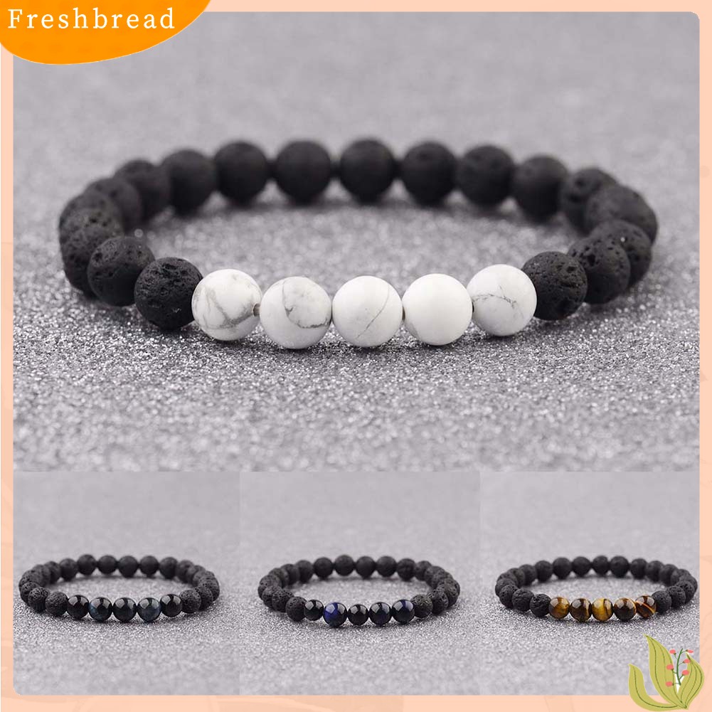 &lt; Freshbread &gt; Unisex Sederhana Batu Alam Tiger Eye Manik-Manik Penyembuhan Gelang Perhiasan Elastis