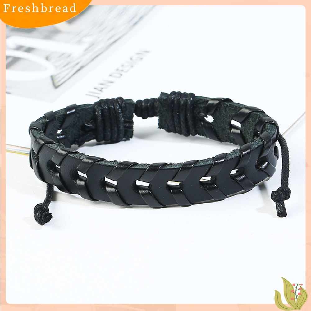 &lt; Freshbread &gt; 6Pcs Retro Multilayer Braided Tali Kulit Pria Gelang Set Bangle Perhiasan