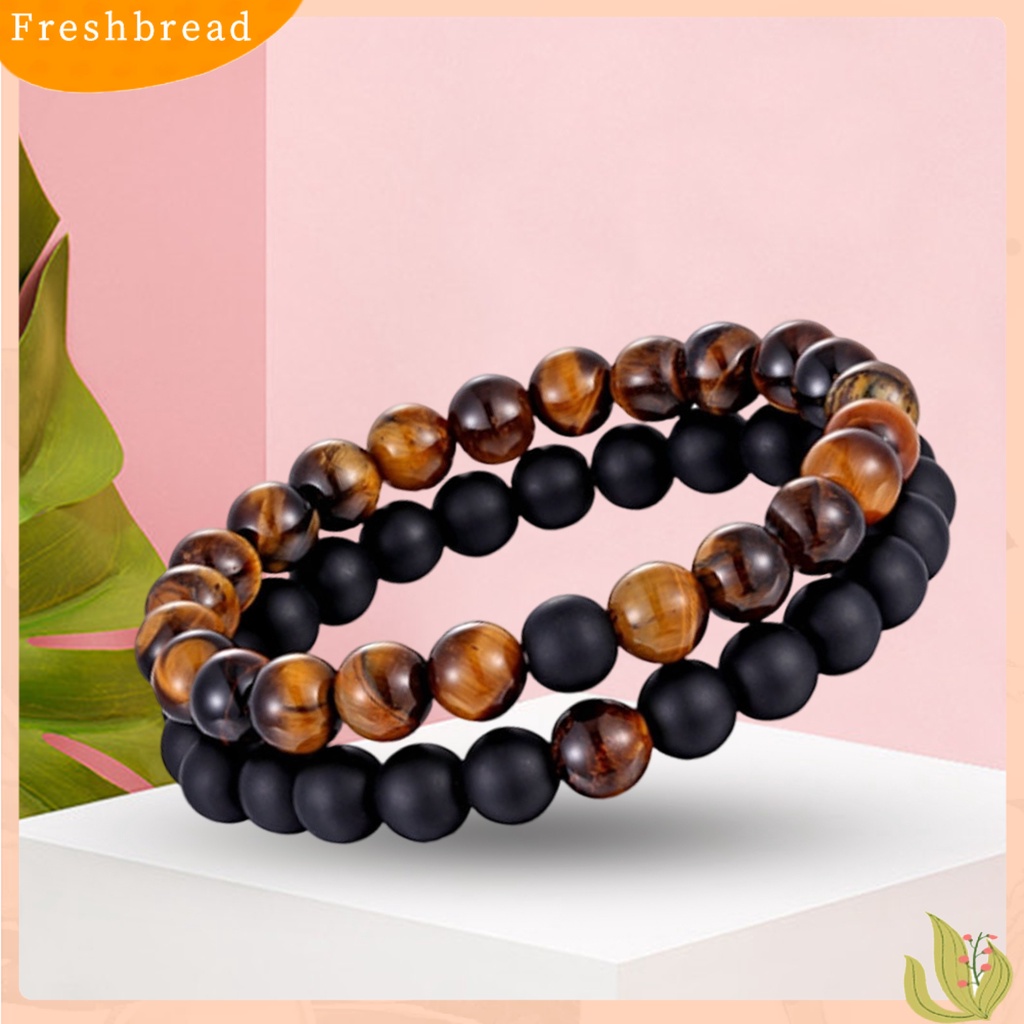 &lt; Freshbread &gt; 2Pcs Gelang Yoga Trendi Menawan Tali Elastis Gelang Manik-Manik Yoga Hitam Untuk Kekasih