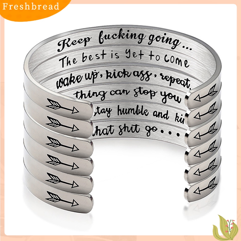 &lt; Freshbread &gt; Huruf Stainless Steel Ukir Tetap Sialan Pergi Membuka Manset Gelang Bangle Hadiah