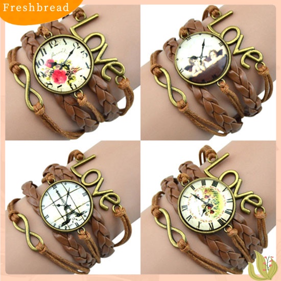 &lt; Freshbread &gt; Infinity Pesona Cinta 8-bentuk Menenun Kulit PU Faux Wrist Watch Bangle Bracelet