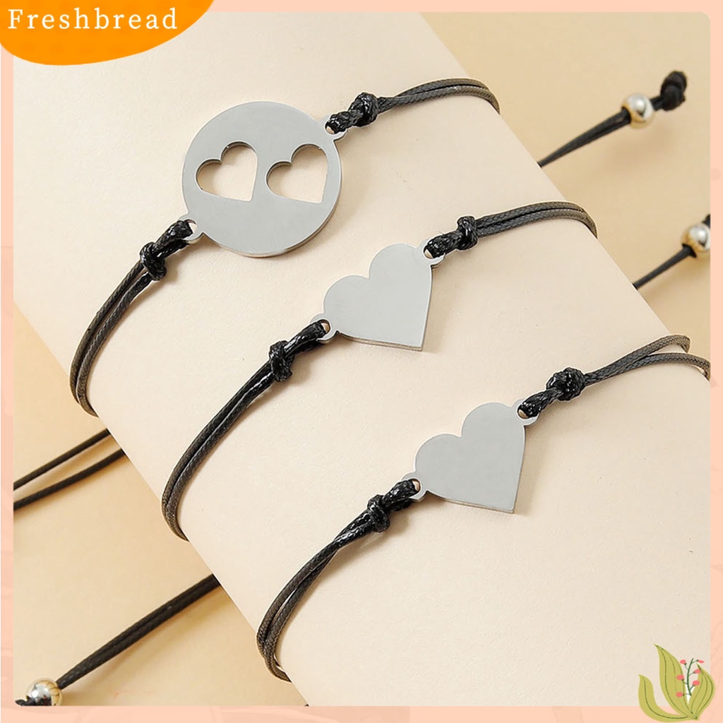 &lt; Freshbread &gt; 3Pcs/Set Gelang Ibu Berongga Keluar Jantung Perhiasan Adjustable Bright Luster Bracelets Untuk Hari Ibu