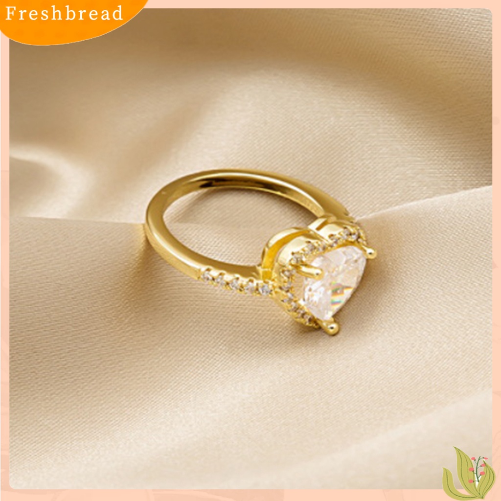 &lt; Freshbread &gt; Cincin Kawin Kepribadian Berlebihan Hadiah Valentine Glitter Cinta Hati Bertatahkan Berlian Imitasi Cincin Perhiasan Aksesori