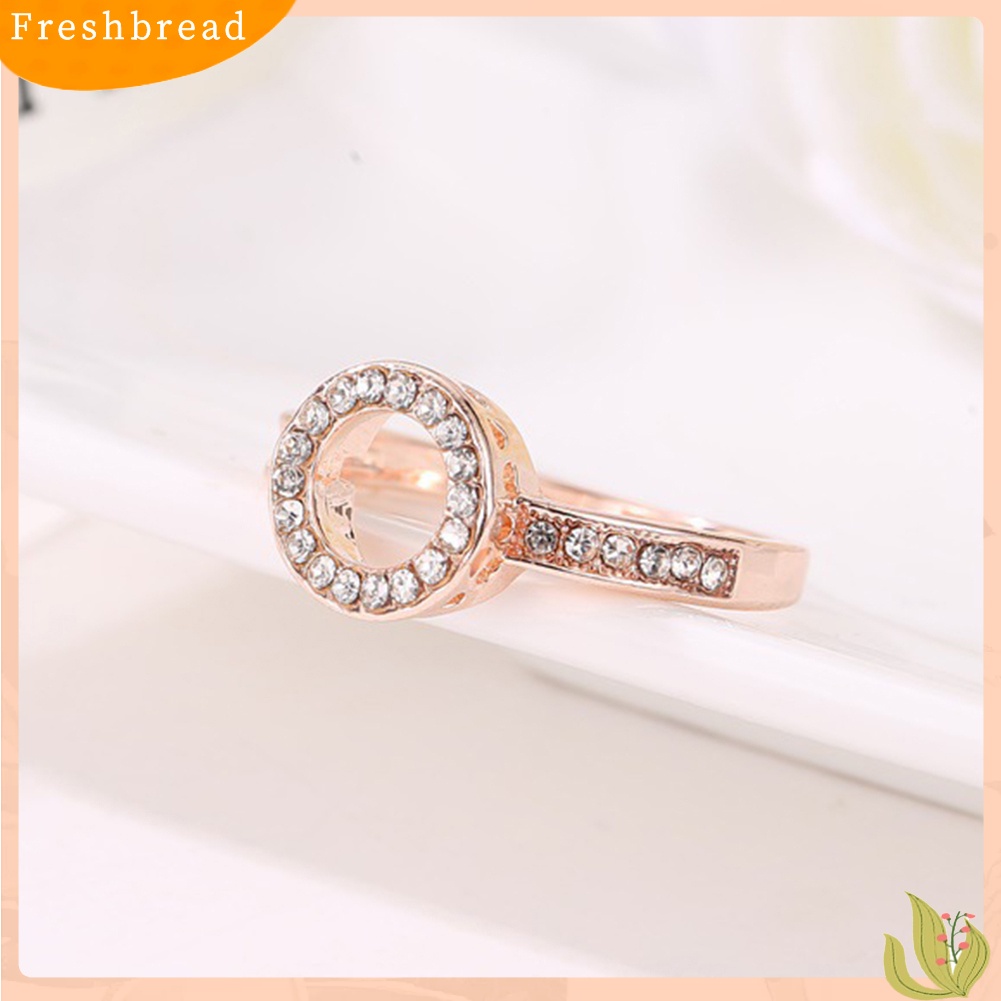 &lt; Freshbread &gt; Wanita Berlian Imitasi Bertatahkan Berongga Keluar Bulat Jari Cincin Hadiah Perhiasan Pesta Pernikahan