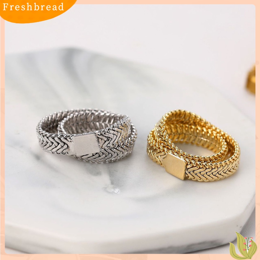 &lt; Freshbread &gt; Simple Snake Bone Chain Copper Double Layer Stack Cross Ring Cincin Jari Untuk Tanggal