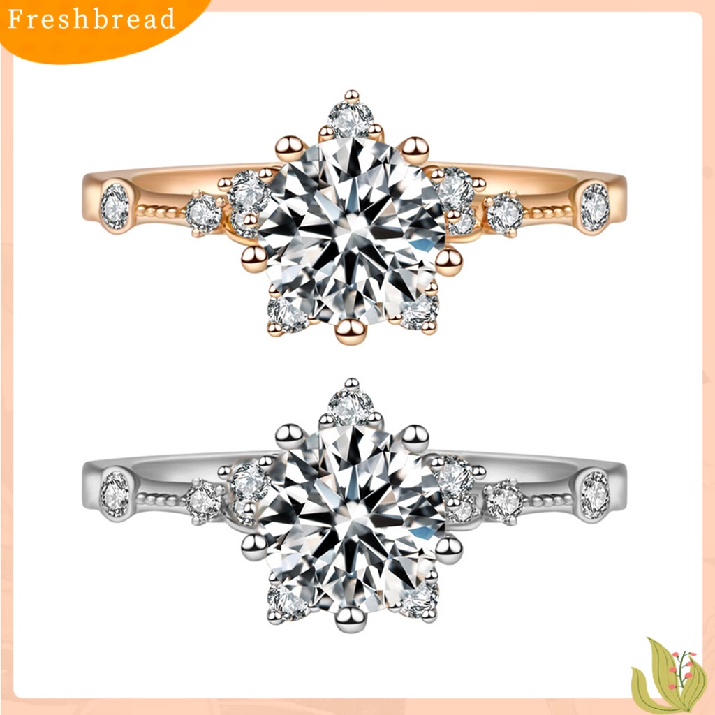 &lt; Freshbread &gt; Wanita Zirkon Bersinar Snowflake Open-end Ring Retro Circlet Perhiasan Pasangan Hadiah