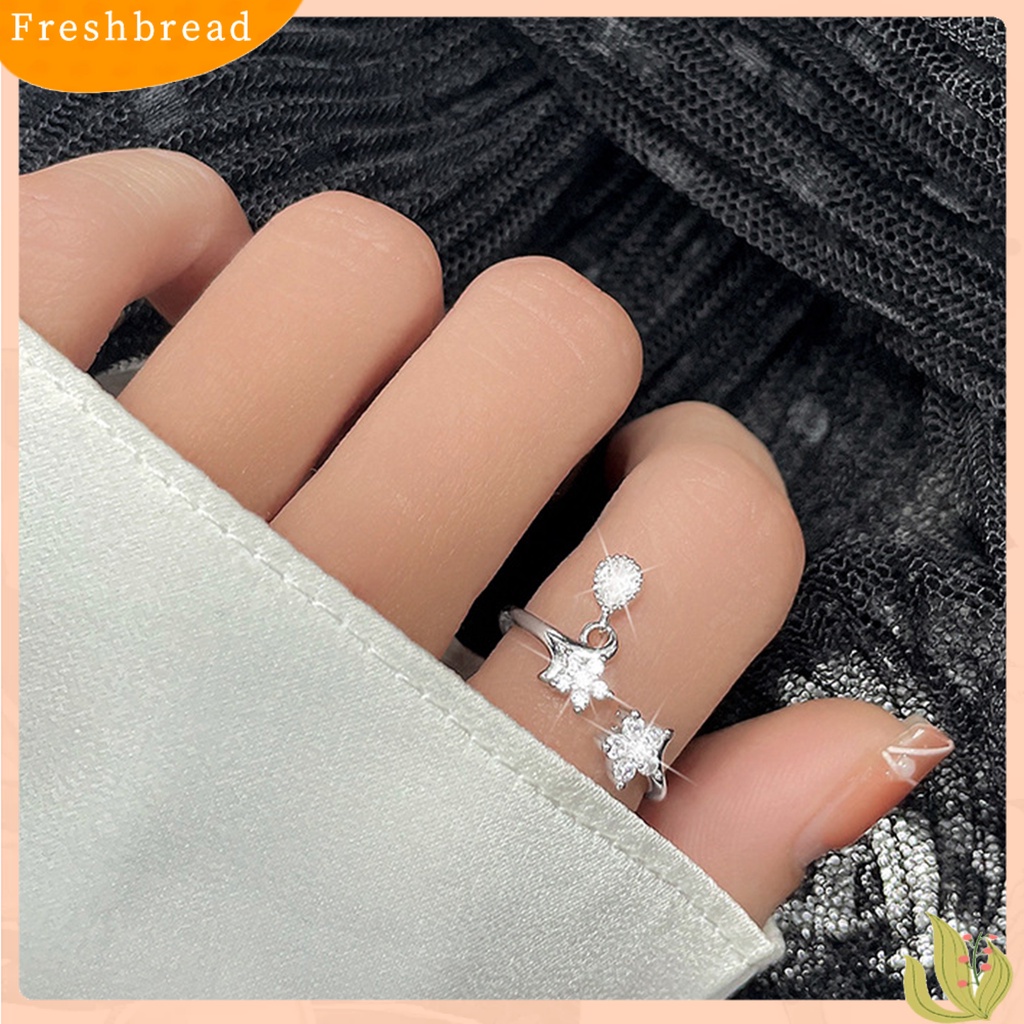 &lt; Freshbread &gt; Cincin Midi Dekorasi Tetesan Air Berbentuk Bintang Bertatahkan Zirkon Kepribadian Pembukaan Yang Dapat Disesuaikan Aksesori Wanita Jari Telunjuk Terbuka Cincin Untuk Pertunangan