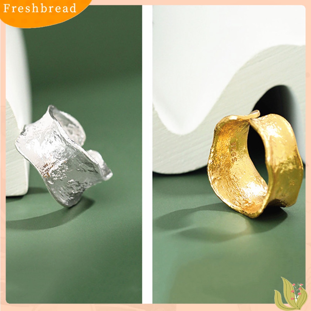 &lt; Freshbread &gt; Openging Adjustable Women Ring Alloy Permukaan Kasar Lebar Klasik Cincin Perhiasan Accessaries