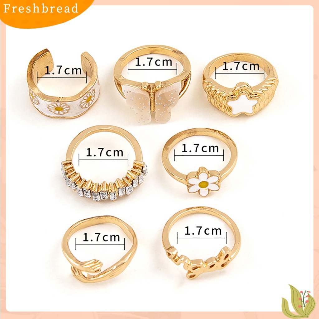 &lt; Freshbread &gt; 7 Pcs Knuckle Rings Butterfly Gothic Wanita Indah Stackable Finger Rings Perhiasan Hadiah