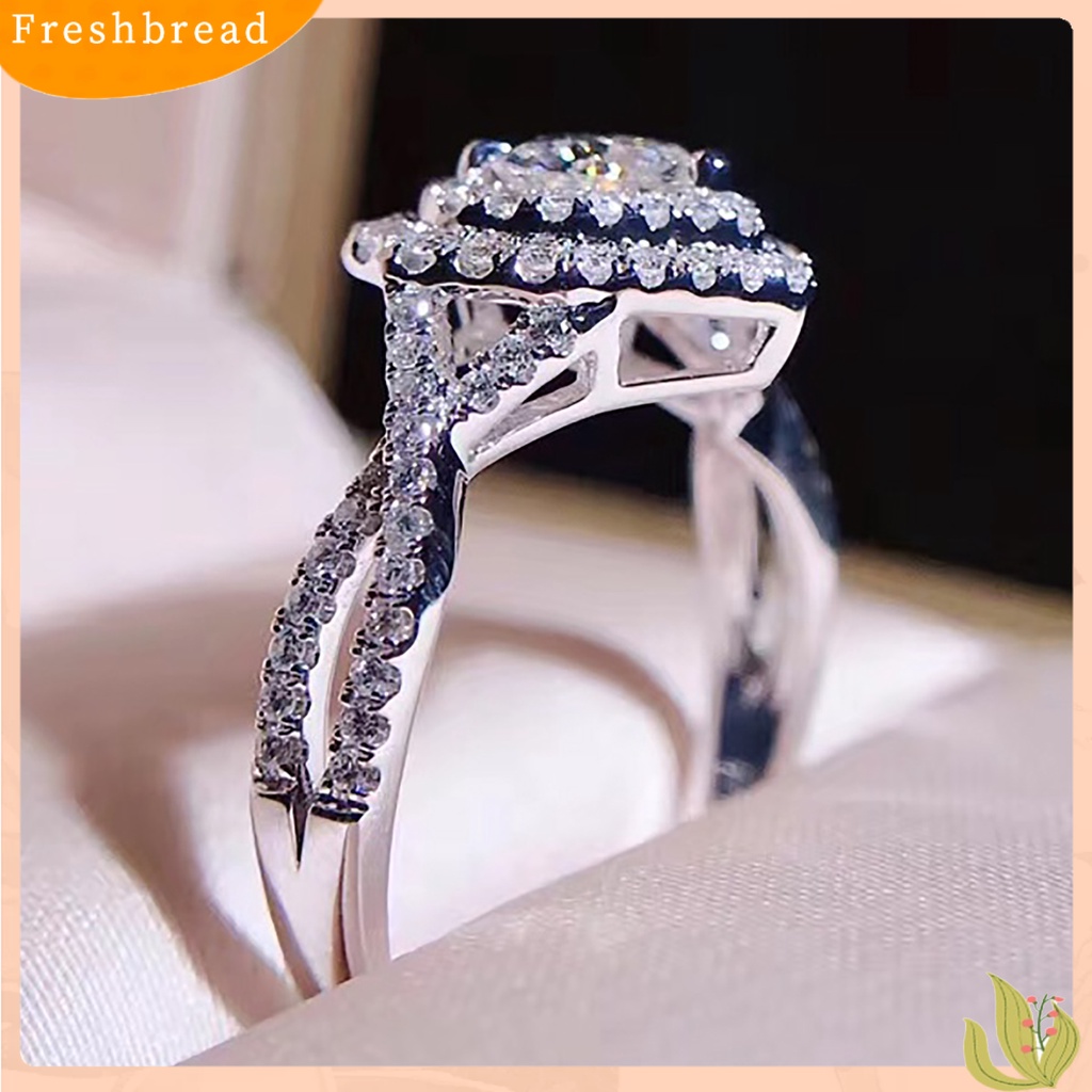 &lt; Freshbread &gt; Wanita Berbentuk Hati Berlian Imitasi Cincin Fashion Alloy Circlet Shiny Jewelry Gift