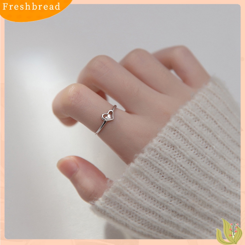 &lt; Freshbread &gt; Wanita Cincin Berongga Keluar Perhiasan Hati Ganda Gaya Korea Cut-out Finger Ring Untuk Pesta Perjamuan Prom