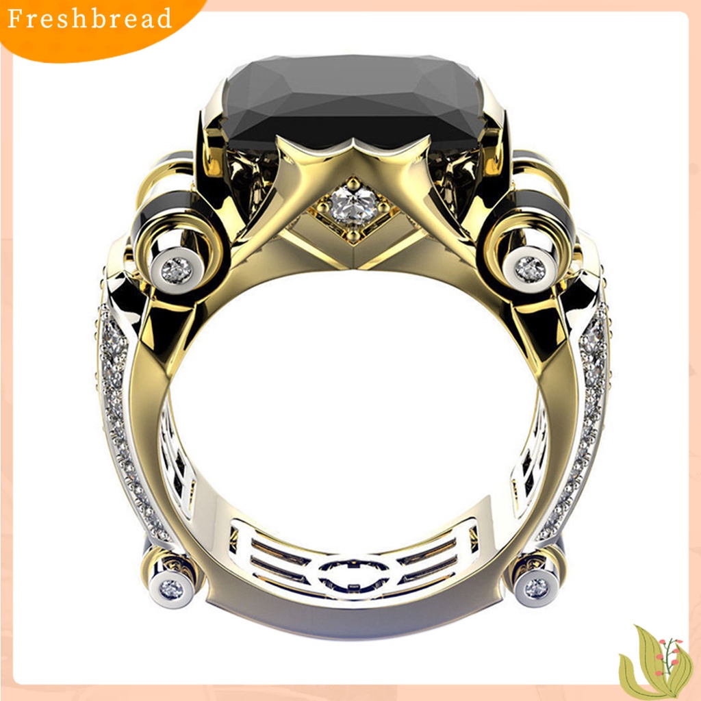 &lt; Freshbread &gt; Unisex Cincin Vintage Gothic Mewah Berlian Imitasi Mengkilap Electroplating Dekorasi Hadiah Pria Wanita Cubic Zirconia Fidget Ring Jewelry Untuk Pakaian Sehari-Hari