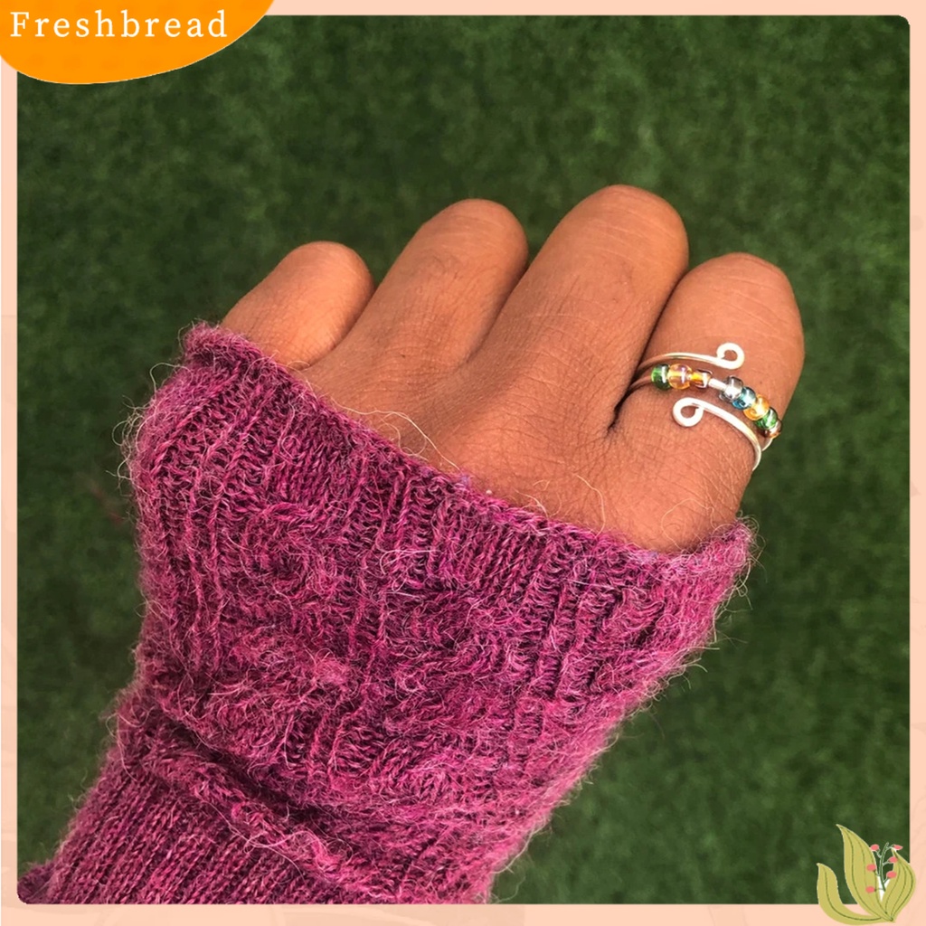 &lt; Freshbread &gt; Wanita Cincin Rotatable Adjustable Opening Design Geometris Electroplating Anti Stres Hadiah Manik-Manik Pelangi Warna-Warni Kecemasan Spinner Cincin Perhiasan Untuk Outdoor