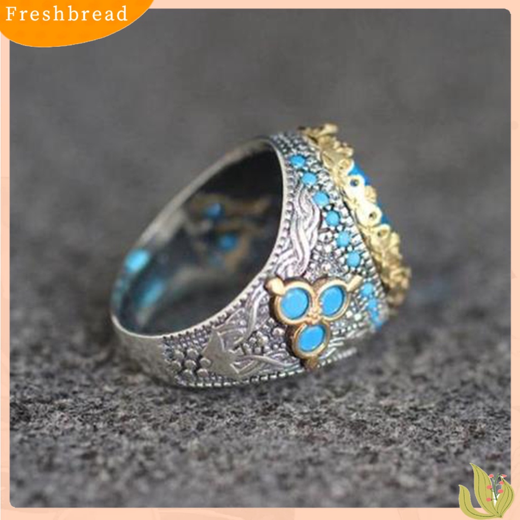 < Freshbread > Finger Band Oval-shaped Gaya Retro Electroplating Geometris Berlian Imitasi Hias Dress Up Perhiasan Aksesori Kepribadian Cincin Jari Trendy Untuk Pesta