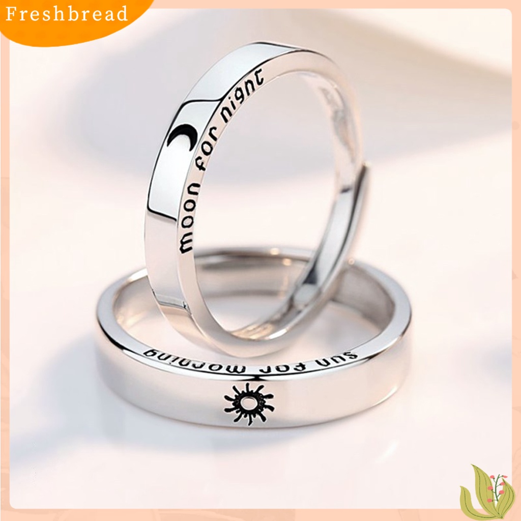 &lt; Freshbread &gt; Cincin Pasangan Ujung Terbuka Adjustable Motif Huruf Geometris Gaya Korea Fashion Matahari Dan Bulan Kekasih Cincin Hadiah Valentine