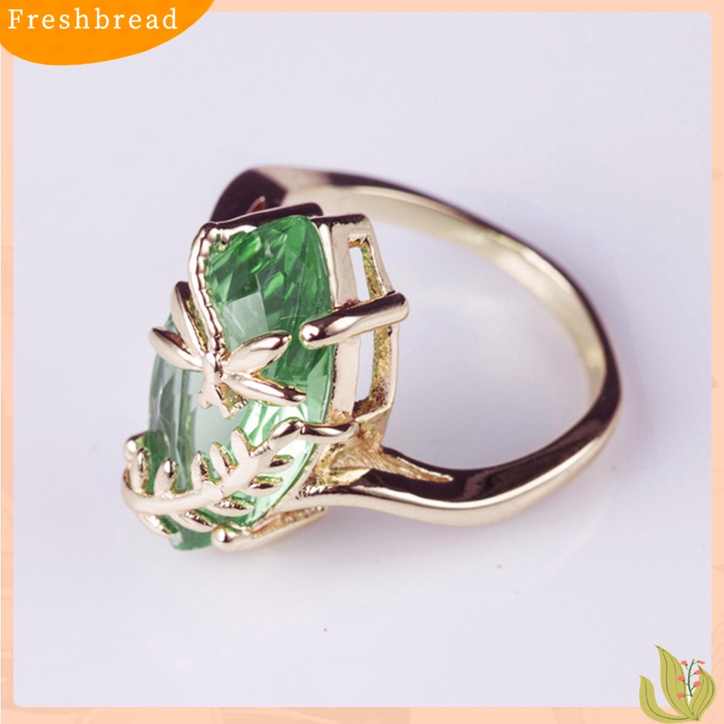 &lt; Freshbread &gt; Cincin Berlian Imitasi Transparan Emerald Faux Gemstone Dragonfly Decor Ring Untuk Pernikahan