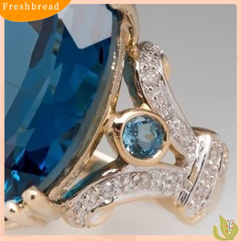 &lt; Freshbread &gt; Wanita Cincin Vintage Dua Warna Electroplating Geometris Mengkilap Terang Kilau Dekorasi Perhiasan Hadiah Telur Angsa Cubic Zirconia Pernikahan Pertunangan Cincin Untuk Anniversary