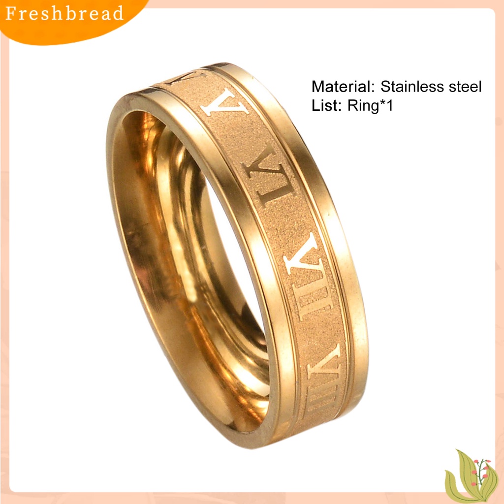 &lt; Freshbread &gt; Lebar Angka Romawi Pria Cincin Stainless Steel Sederhana Halus Jari Cincin Perhiasan Fashion