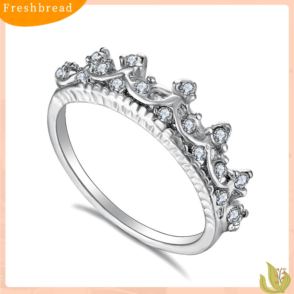 < Freshbread > Wanita Fashion Berlian Imitasi Bertatahkan Hollow Mahkota Jari Cincin Hadiah Perhiasan Pernikahan